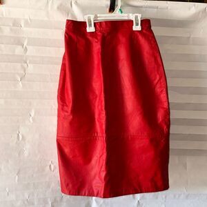 Comint Women's Red Genuine Leather Mini Skirt Size 3/4 Vintage Style